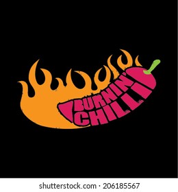 Burnin' chilli with flame symbol
