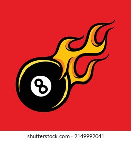 Burning 8 Ball Cartoon Vector Illustration