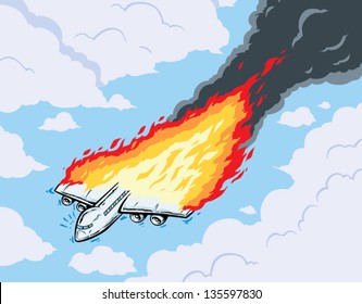 Burning airplane
