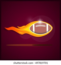 Burning american football. Illustration on the theme of sport