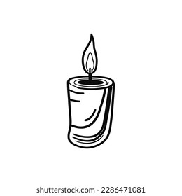 Burning aroma candle in a jar isolated on white background