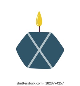 Burning aromatic candle for aromatherapy and interior decoration, isolated on a white background. Element for the design. Flat cartoon vector illustration