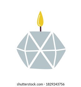 Burning aromatic  candle for aromatherapy and interior decoration, isolated on a white background. Element for the design. Flat vector illustration