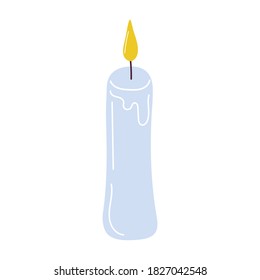 Burning aromatic candle. Aromatherapy and ralaxation. Flat cartoon vector illustration