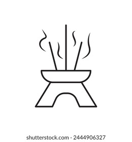 Burning aromatic incense sticks icon design, isolated on white background, vector illustration