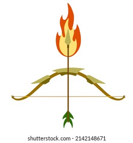 Burning arrow. Fire and flame, Lord Rama bow. Indian festival navratri and Vijayadashami celebration. Fantasy magic weapon