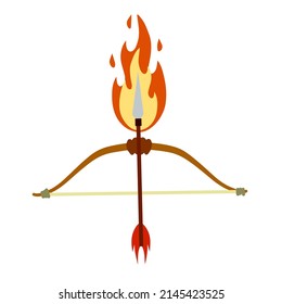Burning arrow. Fire and flame, Lord Rama bow. Indian festival navratri and Vijayadashami celebration. Fantasy magic weapon