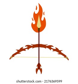 Burning Arrow. Fire And Flame, Lord Rama Bow. Indian Festival Navratri And Vijayadashami Celebration. Fantasy Magic Weapon