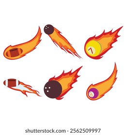 Burning Ball with Flame Trail illustration set