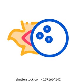 Vector de iconos de la bola en llamas. Signo de bola de quemado de contorno. Ilustración de símbolo de contorno aislado