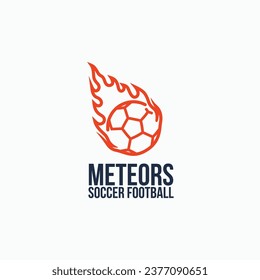 Burning ball meteor, fire soccer football logo. Simple linear icon illustration