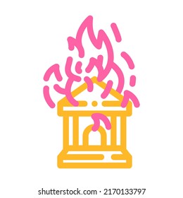 vector de icono de color del banco en llamas. el cartel del banco en llamas. ilustración de símbolo aislado