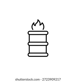 Icono de contorno de barril en llamas Símbolo de peligro de incendio