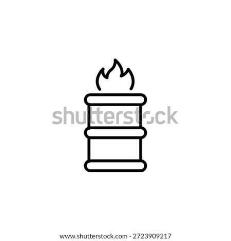 Burning Barrel Outline Icon Fire Fuel Danger Hazard Symbol