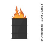 Burning barrel. Trash can and fire. The problem of urban Homelessness and poverty. Flat cartoon isolated on white