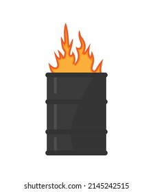 Burning barrel. Trash can and fire. The problem of urban Homelessness and poverty. Flat cartoon isolated on white