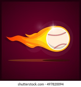 Burning baseball. Illustration on the theme of sport