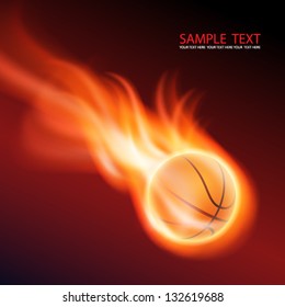 Burning basketball. EPS10 vector.