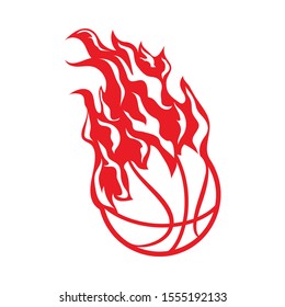 Burning basketball logo. basketball image vector.