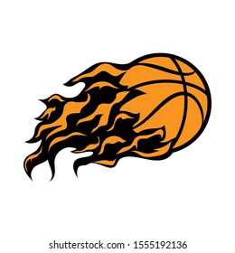 Burning basketball logo. basketball image vector.