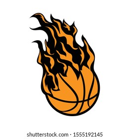 Burning basketball logo. basketball image vector.