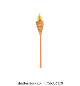 Burning beach bamboo torch cartoon vector illustration