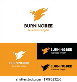 burning bee logo template vector design