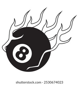 Burning billiard ball icon vector design. billiard ball vector