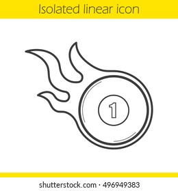 Burning billiard ball linear icon. Thin line illustration. Number 1 billiard ball contour symbol. Vector isolated outline drawing