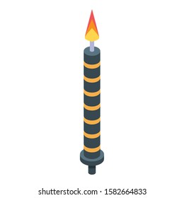 Burning birthday candle icon. Isometric of burning birthday candle vector icon for web design isolated on white background