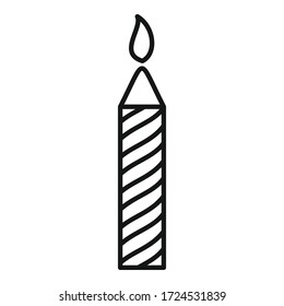 Burning birthday candle icon. Outline burning birthday candle vector icon for web design isolated on white background