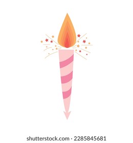 Burning birthday candle on white background