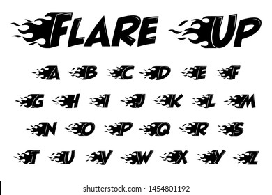 Burning Black White Alphabet Flame Letters Stock Vector (Royalty Free ...