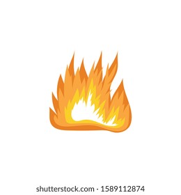 Burning blaze or fire flames sign or cartoon vector illustration isolated on white background. Icon of forest camping fire for game design, logo and warning banners.