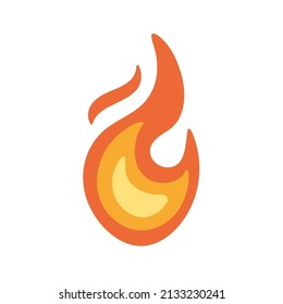 Burning, blazing fire icon. Hot flame symbol. Heat danger and caution sign. Abstract simple campfire pictogram. Flammable warning. Flat graphic vector illustration isolated on white background