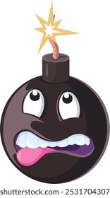 Burning bomb cartoon icon. Explosion weapon emoji