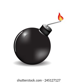 Burning bomb on a white background