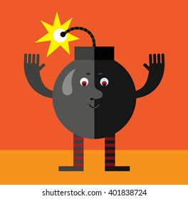 Burning Bomb Raising His Hands Flat Stock Vector (Royalty Free ...