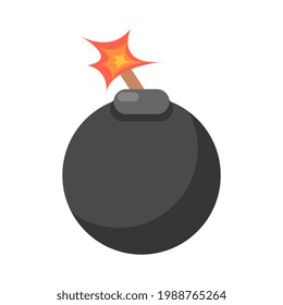 burning bomb ready to explode in cartoon style. flat vector illustration