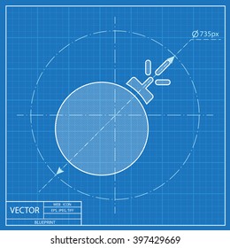 burning bomb vector blueprint icon 