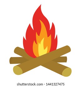 Burning bonfire icon. Flat illustration of burning bonfire vector icon for web design