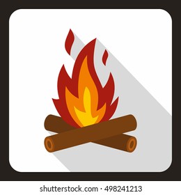 Burning bonfire icon. Flat illustration of burning bonfire vector icon for web