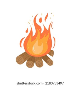 Burning Bonfire Isolated On White Background Stock Vector (Royalty Free ...