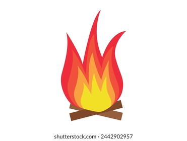 Burning bonfire on white background.