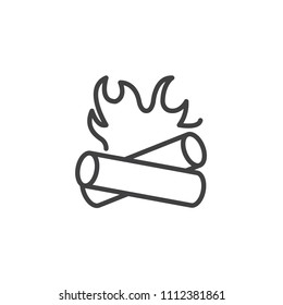 Burning Bonfire outline icon. linear style sign for mobile concept and web design. Firewood blazing simple line vector icon. Symbol, logo illustration. Pixel perfect vector graphics