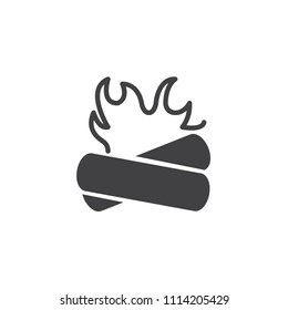 Burning Bonfire vector icon. filled flat sign for mobile concept and web design. Firewood blazing simple solid icon. Symbol, logo illustration. Pixel perfect vector graphics