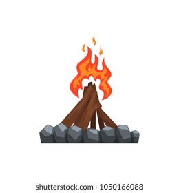 Burning bonfire vector Illustration on a white background.