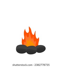 Brennendes Bonfire. Vektorgrafik von Bonfire und Felsen. Bonfire-Design-Element