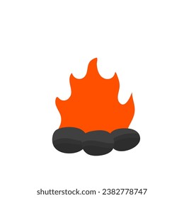 Burning Bonfire. Vector Illustration of Bonfire and Rocks. Bonfire Design Element