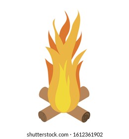 Burning bonfire оn white background. Vector illustration.